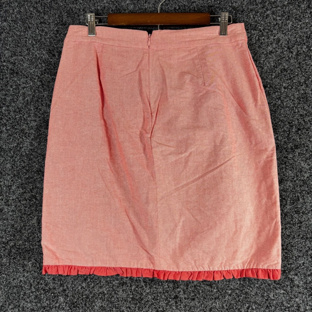 J.Crew Pink Oxford Cotton Ruffle Faux Wrap Skirt Size 8 H4868 SP 18 - Picture 2 of 6